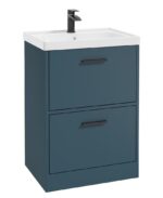 FINLAND Floorstanding 60cm Two Drawer Vanity Unit - Black, Matt Ocean Blue