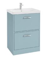 FINLAND Floorstanding 60cm Two Drawer Vanity Unit - Chrome, Matt Morning Sky Blue