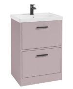 FINLAND Floorstanding 60cm Two Drawer Vanity Unit - Black, Matt Cashmere Pink