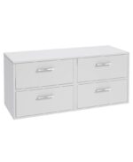 FINLAND Wall Hung 120cm Four Drawer Countertop Vanity Unit - Chrome, Matt White