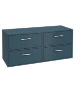 FINLAND Wall Hung 120cm Four Drawer Countertop Vanity Unit - Chrome, Matt Ocean Blue