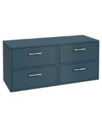 FINLAND Wall Hung 120cm Four Drawer Countertop Vanity Unit - Gold, Matt Ocean Blue
