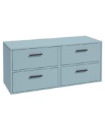 FINLAND Wall Hung 120cm Four Drawer Countertop Vanity Unit - Black, Matt Morning Sky Blue