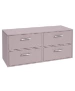 FINLAND Wall Hung 120cm Four Drawer Countertop Vanity Unit - Chrome, Matt Cashmere Pink