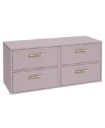 FINLAND Wall Hung 120cm Four Drawer Countertop Vanity Unit - Gold, Matt Cashmere Pink