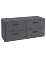 FINLAND Wall Hung 120cm Four Drawer Countertop Vanity Unit - Black, Matt Midnight Grey