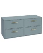 FINLAND Wall Hung 120cm Four Drawer Countertop Vanity Unit - Gold, Matt Coral Green