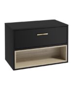 MALMO Wall Hung 80cm Single Drawer Countertop Vanity Unit - Gold, Matt Black