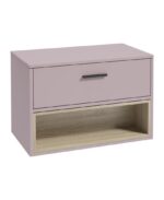 MALMO Wall Hung 80cm Single Drawer Countertop Vanity Unit - Black, Matt Cashmere Pink