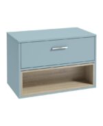 MALMO Wall Hung 80cm Single Drawer Countertop Vanity Unit - Chrome, Matt Morning Sky Blue