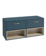 MALMO Wall Hung 120cm Two Drawer Countertop Vanity Unit - Gold, Matt Ocean Blue