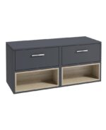MALMO Wall Hung 120cm Two Drawer Countertop Vanity Unit - Chrome, Matt Night Sky Blue