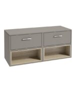 MALMO Wall Hung 120cm Two Drawer Countertop Vanity Unit - Chrome, Matt Khaki