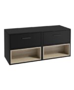 MALMO Wall Hung 120cm Two Drawer Countertop Vanity Unit - Black, Matt Black