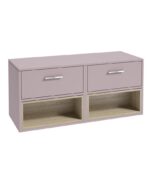 MALMO Wall Hung 120cm Two Drawer Countertop Vanity Unit - Chrome, Matt Cashmere Pink