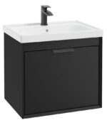 FJORD Wall Hung 60cm Two Drawer Vanity Unit - Matt Black, Matt Black