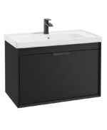 FJORD Wall Hung 80cm Two Drawer Vanity Unit - Matt Black, Matt Black