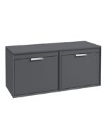 FJORD Wall Hung 120cm Four Drawer Countertop Vanity Unit - Brushed Chrome, Matt Midnight Grey