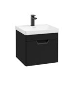 FREYA Wall Hung 50cm Single Drawer Vanity Unit - Black, Matt Black