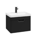 FREYA Wall Hung 60cm Single Drawer Vanity Unit - Black, Matt Black