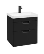 FREYA Wall Hung 60cm Two Drawer Vanity Unit - Black, Matt Black