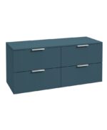STOCKHOLM Wall Hung 120cm Four Drawer Countertop Vanity Unit - Brushed Chrome, Matt Ocean Blue