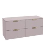 STOCKHOLM Wall Hung 120cm Four Drawer Countertop Vanity Unit - Brushed Gold, Matt Cashmere Pink