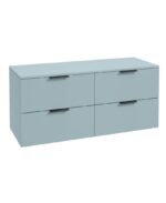 STOCKHOLM Wall Hung 120cm Four Drawer Countertop Vanity Unit - Matt Black, Matt Morning Sky Blue
