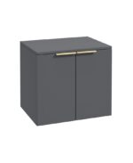STOCKHOLM Wall Hung 60cm Two Door Countertop Vanity Unit - Brushed Gold, Matt Midnight Grey