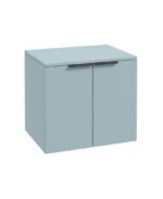 STOCKHOLM Wall Hung 60cm Two Door Countertop Vanity Unit - Matt Black, Matt Morning Sky Blue