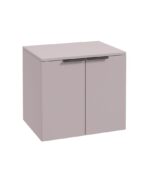 STOCKHOLM Wall Hung 60cm Two Door Countertop Vanity Unit - Matt Black, Matt Cashmere Pink
