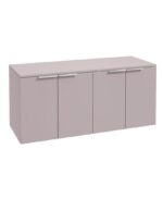 STOCKHOLM Wall Hung 120cm Four Door Countertop Vanity Unit - Brushed Chrome, Matt Cashmere Pink