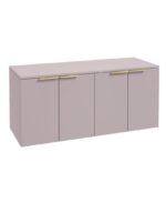 STOCKHOLM Wall Hung 120cm Four Door Countertop Vanity Unit - Brushed Gold, Matt Cashmere Pink