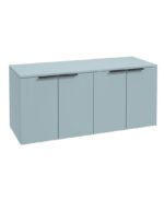 STOCKHOLM Wall Hung 120cm Four Door Countertop Vanity Unit - Matt Black, Matt Morning Sky Blue