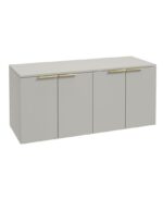 STOCKHOLM Wall Hung 120cm Four Door Countertop Vanity Unit - Brushed Gold, Matt Arctic Grey