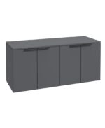 STOCKHOLM Wall Hung 120cm Four Door Countertop Vanity Unit - Matt Black, Matt Midnight Grey