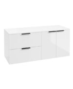 STOCKHOLM Wall Hung 120cm Two Drawer/Two Door Countertop Vanity Unit - Matt Black, Gloss White