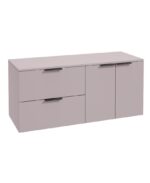 STOCKHOLM Wall Hung 120cm Two Drawer/Two Door Countertop Vanity Unit - Matt Black, Matt Cashmere Pink