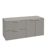 STOCKHOLM Wall Hung 120cm Two Drawer/Two Door Countertop Vanity Unit - Brushed Chrome, Matt Khaki