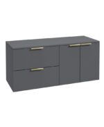 STOCKHOLM Wall Hung 120cm Two Drawer/Two Door Countertop Vanity Unit - Brushed Gold, Matt Midnight Grey