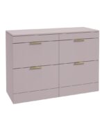 STOCKHOLM Floorstanding 120cm Four Drawer Countertop Vanity Unit - Brushed Gold, Matt Cashmere Pink