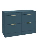 STOCKHOLM Floorstanding 120cm Four Drawer Countertop Vanity Unit - Brushed Gold, Matt Ocean Blue