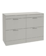 STOCKHOLM Floorstanding 120cm Four Drawer Countertop Vanity Unit - Brushed Chrome, Matt Arctic Grey