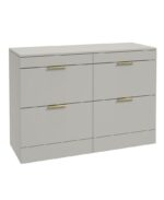 STOCKHOLM Floorstanding 120cm Four Drawer Countertop Vanity Unit - Brushed Gold, Matt Arctic Grey
