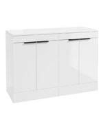 STOCKHOLM Floorstanding 120cm Four Door Countertop Vanity Unit - Matt Black, Gloss White