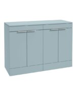 STOCKHOLM Floorstanding 120cm Four Door Countertop Vanity Unit - Brushed Chrome, Matt Morning Sky Blue