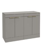 STOCKHOLM Floorstanding 120cm Four Door Countertop Vanity Unit - Brushed Gold, Matt Khaki