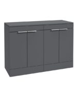 STOCKHOLM Floorstanding 120cm Four Door Countertop Vanity Unit - Brushed Chrome, Matt Midnight Grey