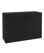 STOCKHOLM Floorstanding 120cm Two Drawer/Two Door Countertop Vanity Unit - Matt Black, Matt Black