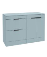 STOCKHOLM Floorstanding 120cm Two Drawer/Two Door Countertop Vanity Unit - Matt Black, Matt Morning Sky Blue